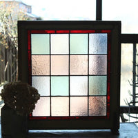 パステルカラーのヴィクトリアンステンドグラス イギリスアンティーク(住宅窓）50.5cm×55cm