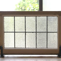 無色のシンプルな格子模様ステンドグラス　イギリスアンティーク(住宅窓)59cmx41.5cm