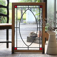 クリアガラスが美しい大きめのステンドグラス イギリスアンティーク(住宅窓）54.3cm×82cm