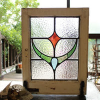 ポコポコしたガラスの幾何学模様ステンドグラス イギリスアンティーク(住宅窓) 38cm×51cm