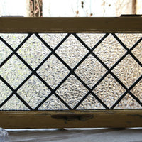 シンプルな無色の格子幾何学模様ステンドグラス イギリスアンティーク(住宅窓) 54cm×33cm