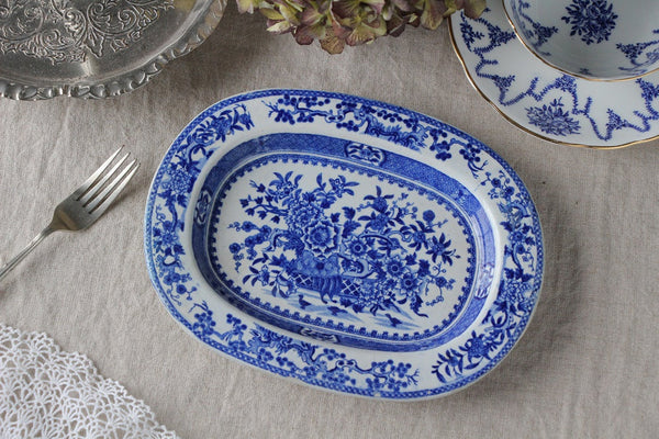 19世紀のB&W小さめオーバル皿（横幅19.5cm) イギリスアンティーク