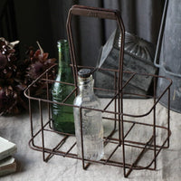 雰囲気たっぷりのミルクボトルキャリー　フランスアンティーク雑貨