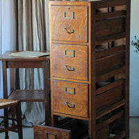 レアなオーク材オフィス用チェストドロワーズ（高さ128cm）　フランスアンティーク家具