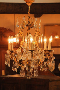 存在感ある美しさが魅力の６灯シャンデリア　フランスアンティーク照明