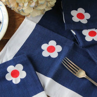 元気いっぱいな花デザインのナフキン６枚セット　フランスアンティークリネン（生地）