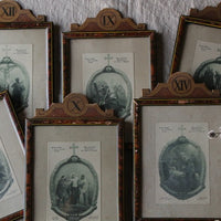 キリストの教えが描かれたフレーム（額）Ⅸ〜ⅩⅣ　フランスアンティークインテリア雑貨