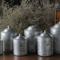 シンプルな美しさ！アルミキャニスター６点セット　フランスアンティークインテリア雑貨