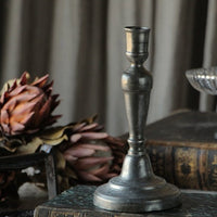 鈍い光がシックで素敵なエタンキャンドルスタンド　フランスアンティークインテリア雑貨