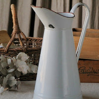 赤いリムラインが可愛いエナメルフレンチジャグ　フランスアンティークインテリア雑貨