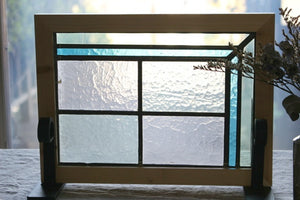 5枚あり！淡いパステルカラーが素敵な小さめステンドグラス フランスアンティーク(住宅窓）約32.2cm×23.7cm
