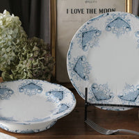 2枚あり！シンメトリーな絵柄が美しいロンウィー窯コンポティエ　フランスアンティーク陶器