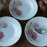 サンタマン窯美しいカーネーションのスープ皿　フランスアンティーク食器