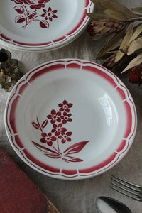 小花模様が可愛いバドンヴィレー窯ステンシルスープ皿　フランスアンティーク食器