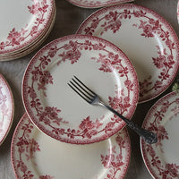 1枚あり！ショワジールロワ窯赤いバラモチーフのお皿　フランスアンティーク食器