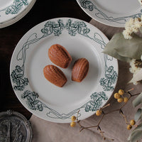 2枚あり！グリーンの絵柄のサルグミンヌ窯ディナープレート（直径23.5cm）　フランスアンティーク食器