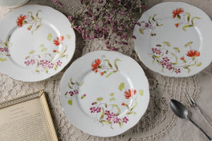 ラスト1枚！手書きの花模様が可愛いリモージュ皿　フランスアンティーク食器
