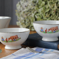 ラスト1点！牛模様が可愛い小さなカフェオレボウル（直径11cm）　フランスアンティーク食器