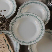 白地にブルーグリーンが素敵なジアン窯スープ皿　フランスアンティーク食器