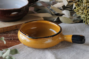 南仏の黄色が素敵な直径17.5cm片手鍋　フランスアンティーク食器