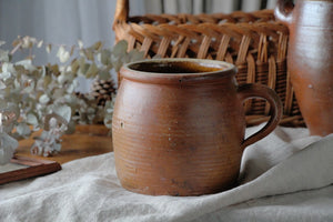 1890年代キッチンツール入れとして使える片手ジャグ（高さ16cm）　フランスアンティーク陶器雑貨