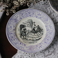 ショワジールロワ窯ライラックカラーのグリザイユ（直径20cm）　フランスアンティーク食器