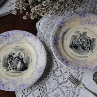 ディゴワンサルグミンヌ窯ライラックカラーのグリザイユ（直径20cm）　フランスアンティーク食器