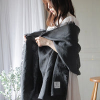 細番手クレープリネンツイル　ストール（ブラック）　st1401